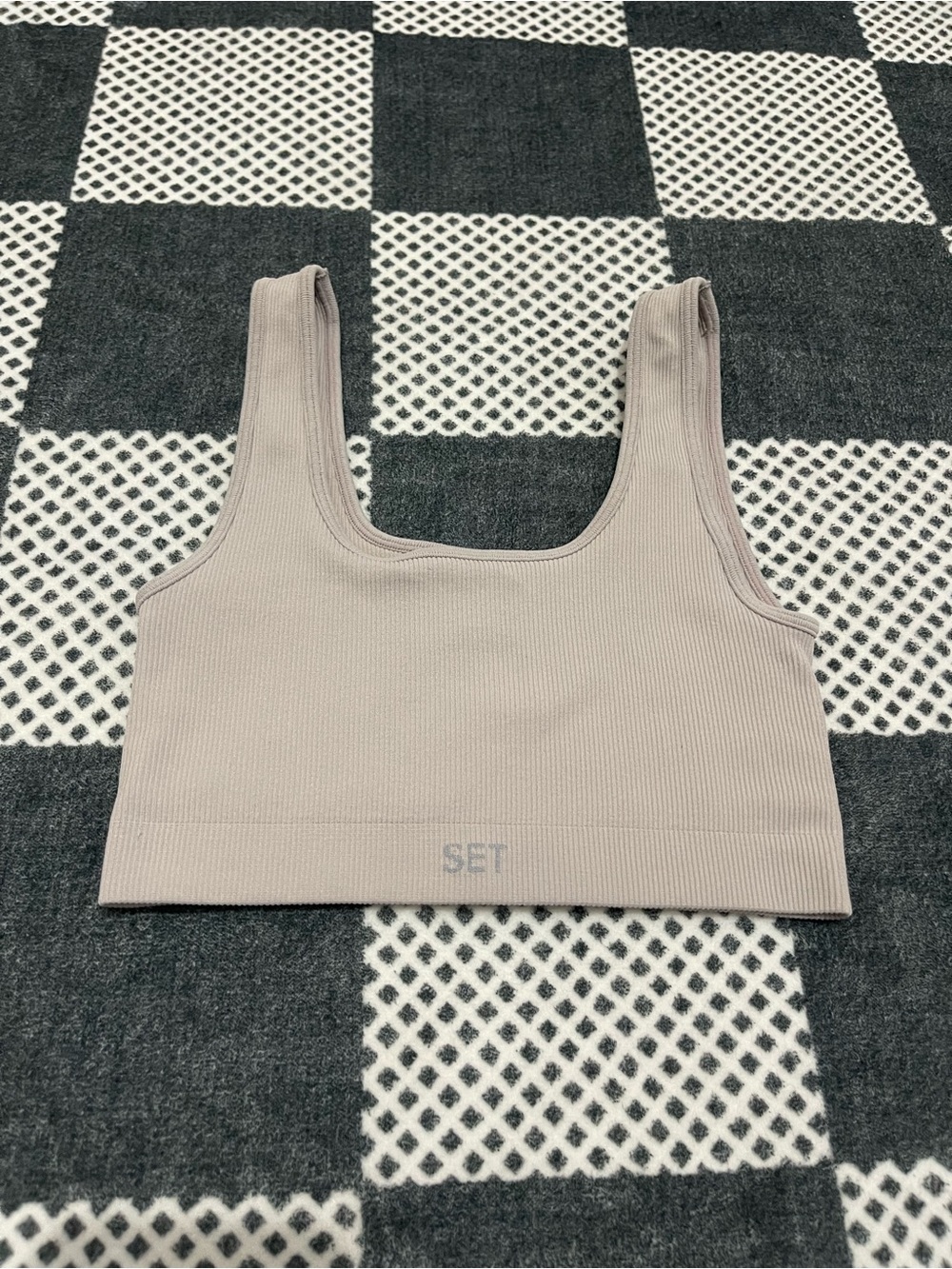 SET Active Ribbed Tank Bralette in Taupe